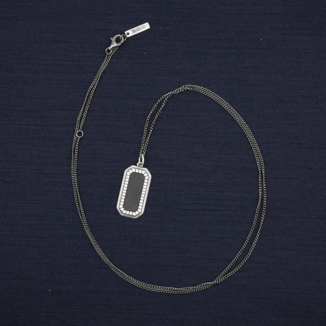 Silver "Fairfax" Necklace With Matt Onyx Stone-Necklace-Kompsós